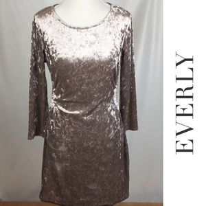 Everly Tan Sheath Side Cut Out Velvet Party Dress